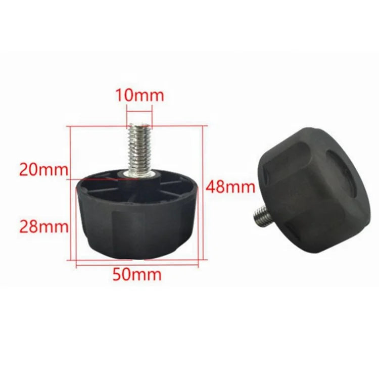 plum Blossom Shape Swivel Adjust Foot Adjustable Furniture Leg Leveler with 50mm Plastic Head M10 Metal Thread