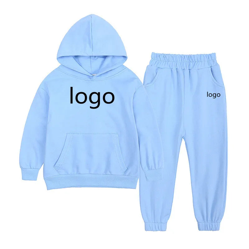 Wholesale Children's Clothing New Kids Pure Color Boy's  Girls Sweater Jogger Sets Truck Suit for Custom logo Design Plus Size
