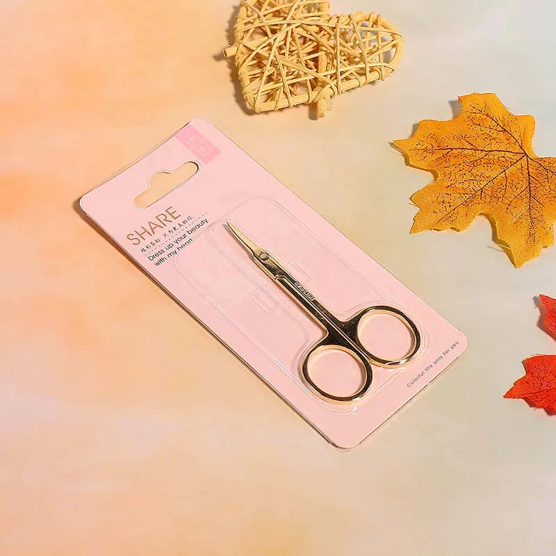 Professional Beauty Care Tool Custom Logo Stainless Steel Eyebrow Scissors Straight Blade with Sharp Tip for Personal Care