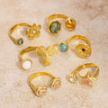 2025 Designer Fashion Zircon Flower Stainless Steel 18K Gold Plated Vintage Star Geometric Open Ring