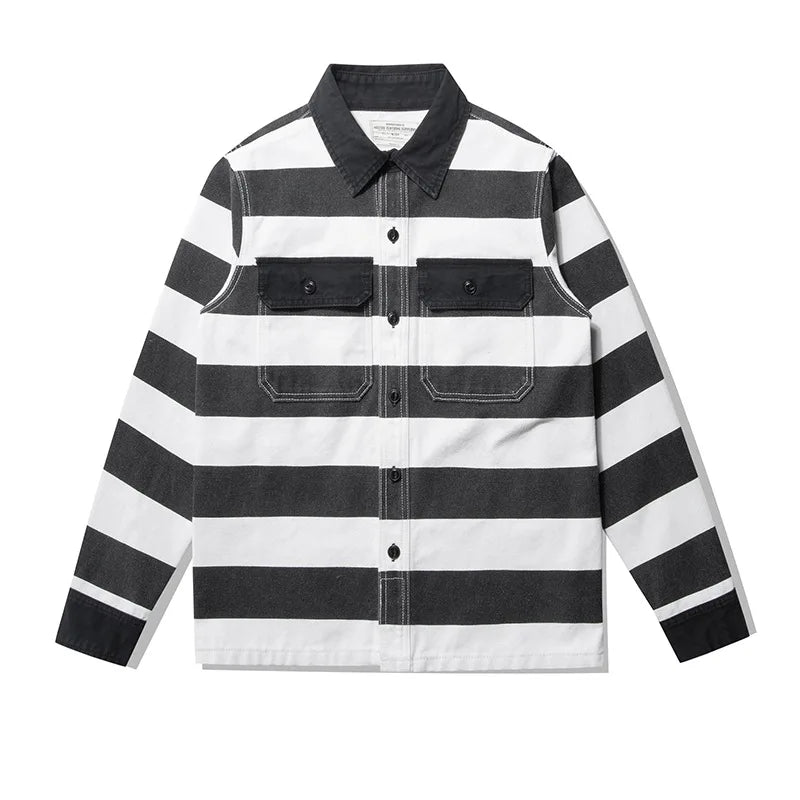 OKONKWO Autumn Collection Jacket for Men New Style Fashion Canvas Stripes Motorcycle Jacket Custom Clothing Manufacturers