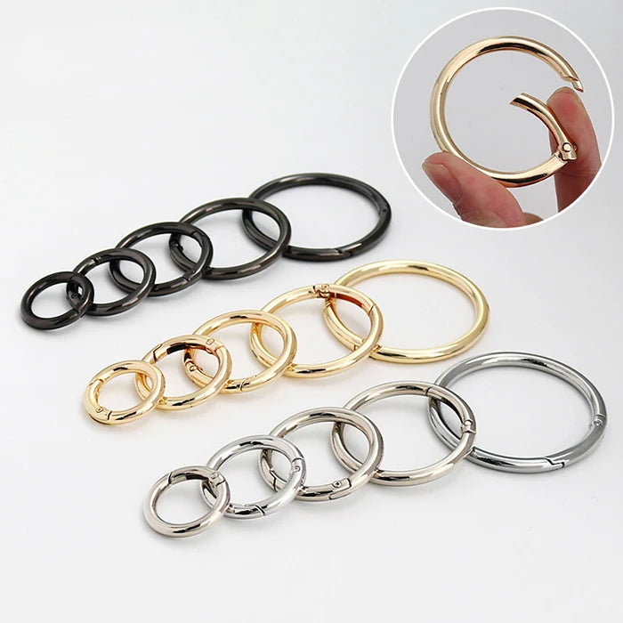Round Carabiner Clip Snap Trigger Spring Metal O Rings for Keyrings Buckle Bags
