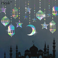 6pcs Iridescent Star Moon Lantern Ramadan Garland Holographic EID Decoration Home Happy Ramadan Decor HS548