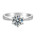 1ct 6.5mm Six Claws Moissanite Wedding Ring Prong Setting 925 Sterling Silver Moissanite Ring Engagement