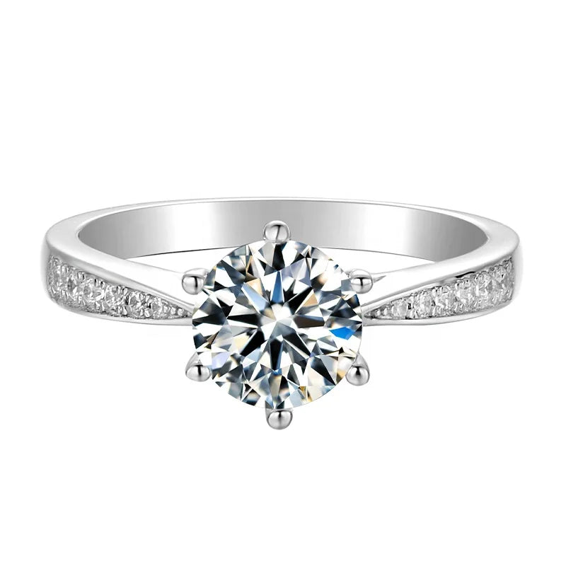 1ct 6.5mm Six Claws Moissanite Wedding Ring Prong Setting 925 Sterling Silver Moissanite Ring Engagement