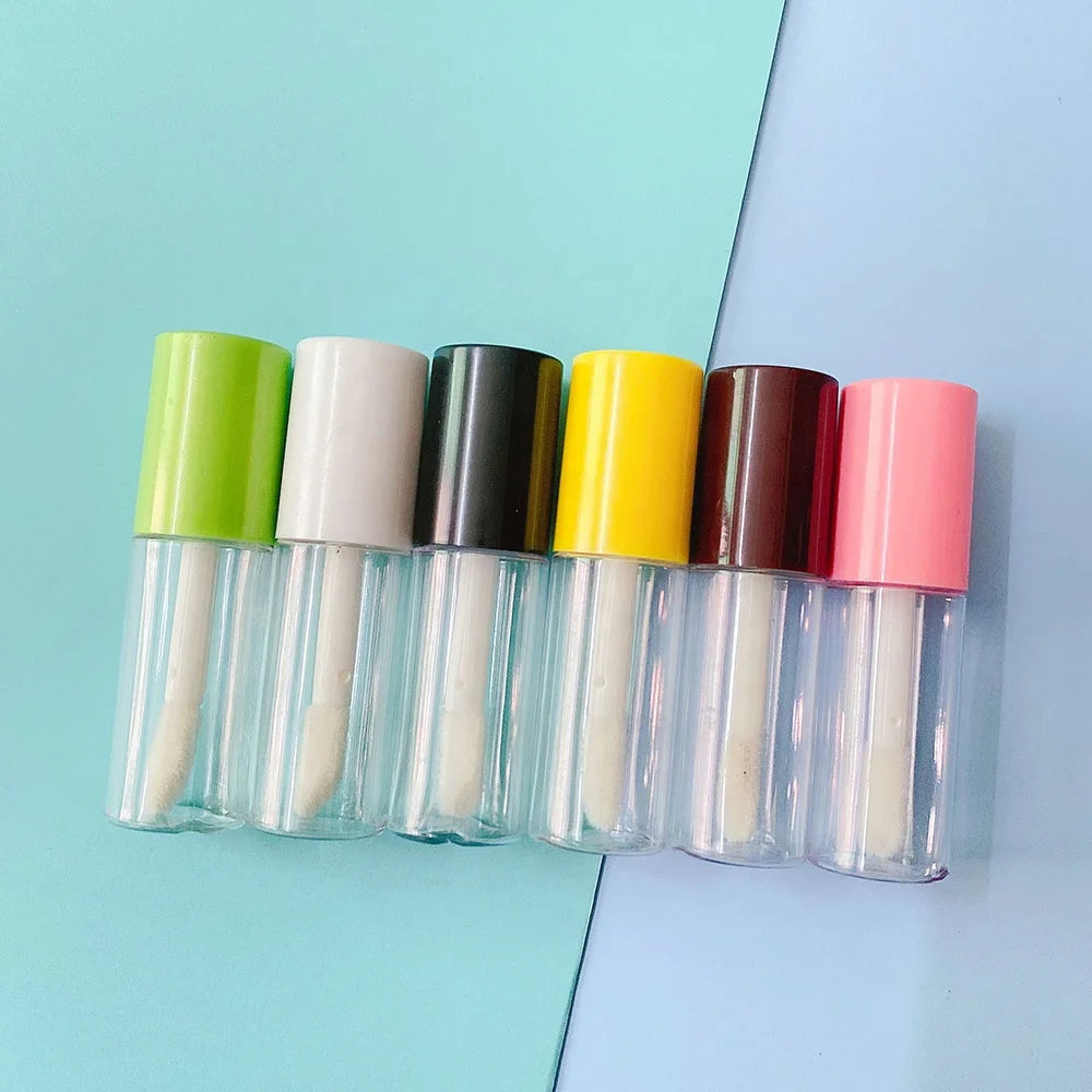 LZ Pack Stock 100pcs 2021 Multricolors Round 3ML Pink White Lip Gloss Containers Tube Custom Labels Cute Lip Gloss Tube for Kids
