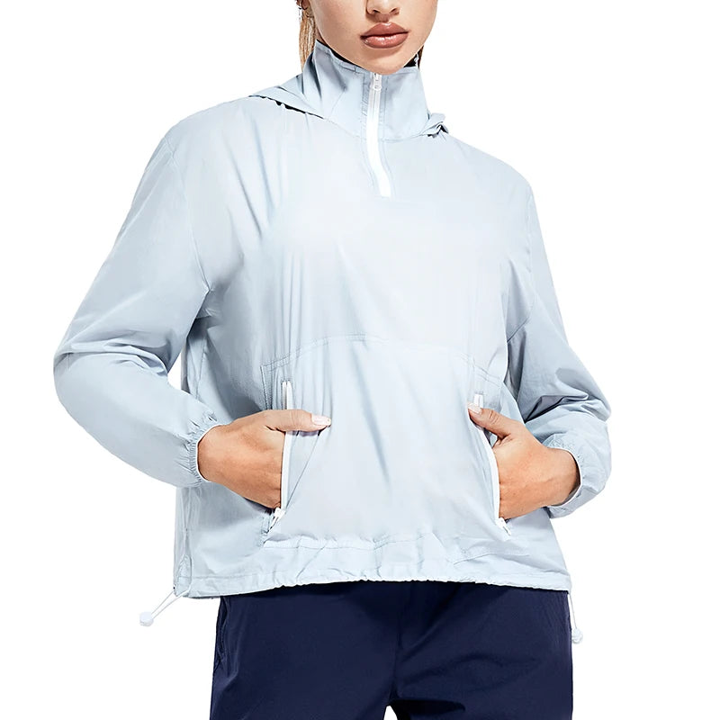 Quick Dry Thin Windproof UPF 50 Full Zip Hoodie Nylon Jacket Uv protection Coat Ladies Outdoor Running Jacket