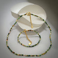 Fashion Jewelry 3mm Natural Round Faceted African Turquoise Stone Beaded Necklace Set