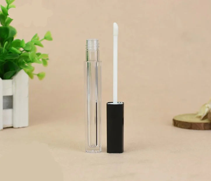 7ml Black Popular Hot Sale Square Slim Lip Gloss Tube Empty Plastic AS Lipgloss Tube Cosmetic Container