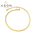 Ason Jewelry New Women's Fashion 18k Gold Plated Anklet Stainless Steel Heart Shape Pendant Anklet