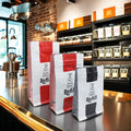 AT PACK Saudi Arabia UAE Custom Wholesale 250g 1KG Black White Gold Coffee Bags With Valve and Zipper Coffee Beans Packaging Bag