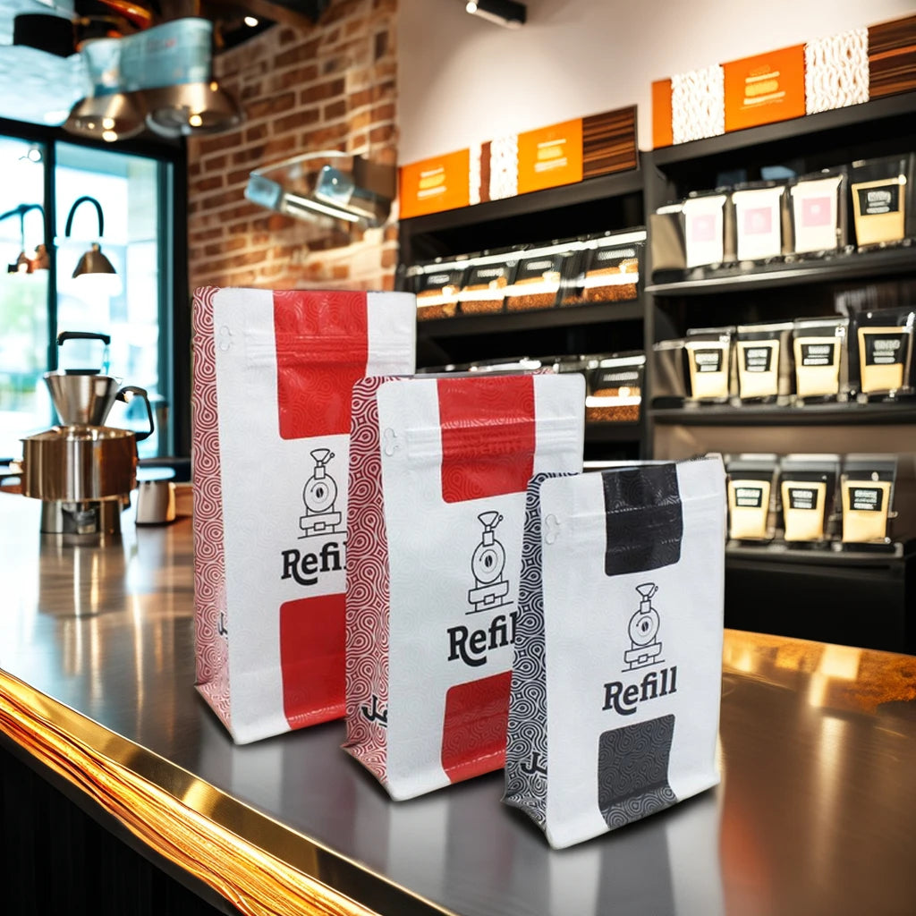 AT PACK Saudi Arabia UAE Custom Wholesale 250g 1KG Black White Gold Coffee Bags With Valve and Zipper Coffee Beans Packaging Bag