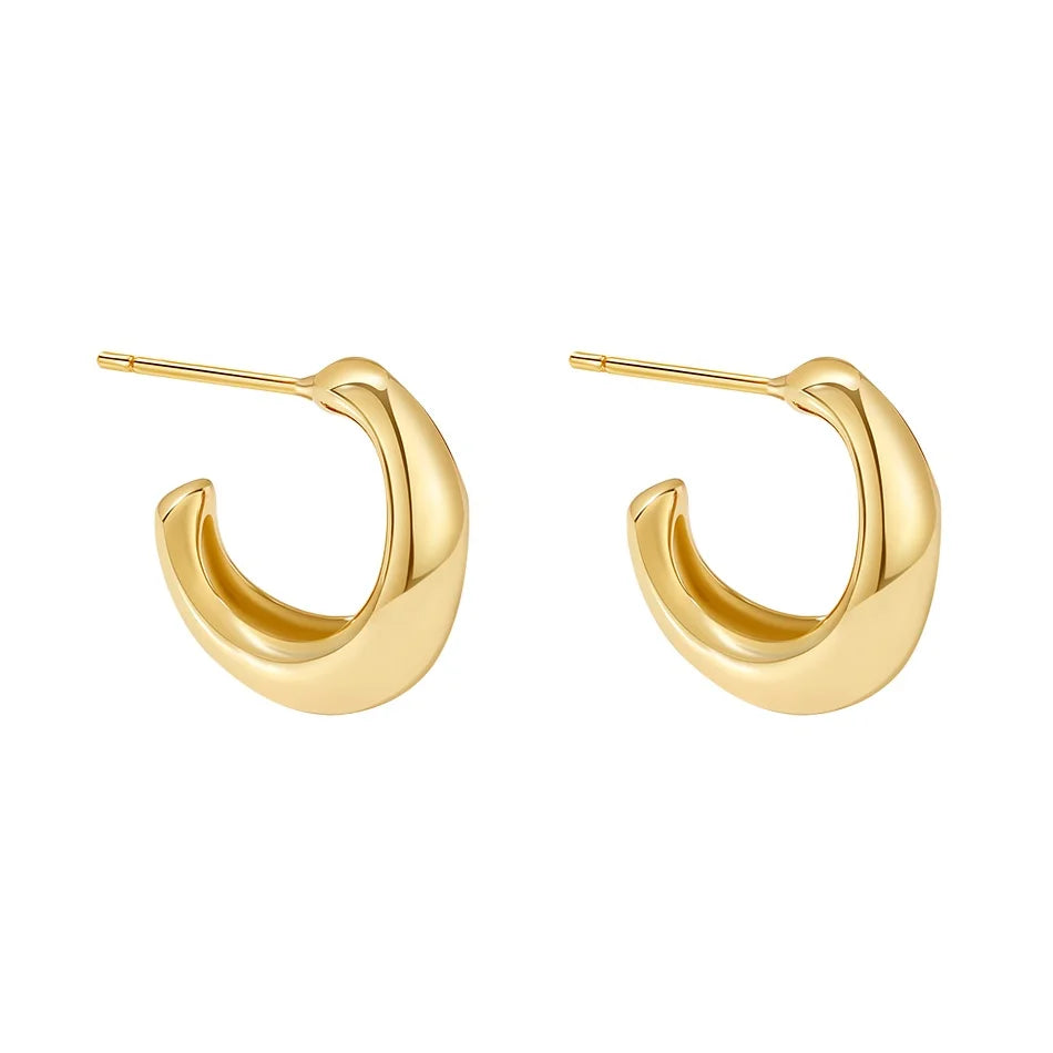 Fashion Nagosa 925 Sterling Silver Jewelry Wholesale 14k 18k Gold Vermeil Basic Texture Chunky Hoop Earrings