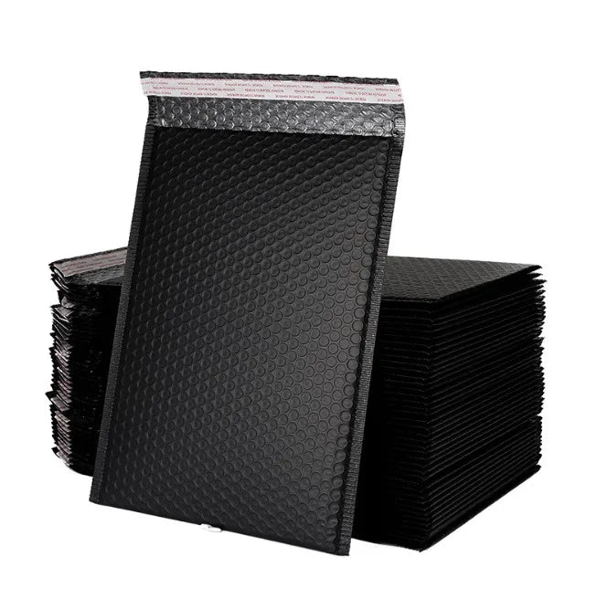 Custom Logo Printed Self Adhesive Poly Bubble Mailers Envelope Packaging Bags Matte Black Carton Packed Mailing Bags