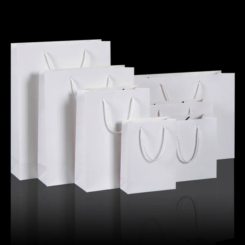 Unique Private Label Reusable White Paperboard Shopping Bags Biodegradable Advertising for Clothing Private Label Reusable