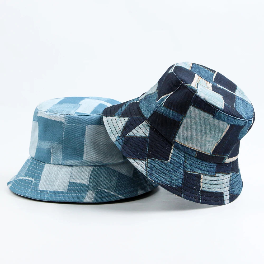 Outdoor Sun Protection Fisherman Hat Retro Washed Denim Wide Brim Bucket Hat