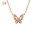 Trendy 18k Real Gold Butterfly Pendant Necklace Custom Jewelry with Link Chain for Women Oro 18k Original 18k Pure Gold Jewelry