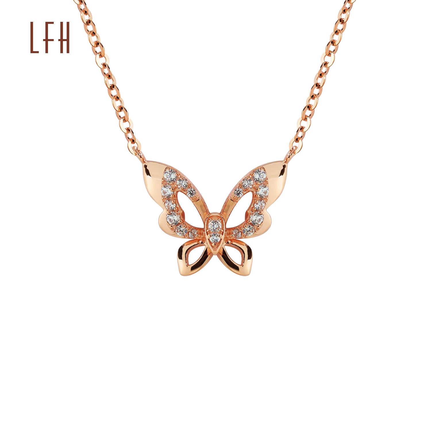 Trendy 18k Real Gold Butterfly Pendant Necklace Custom Jewelry with Link Chain for Women Oro 18k Original 18k Pure Gold Jewelry