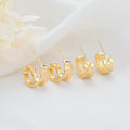Factory Wholesale Fashion Women's Earrings 14K Gold Plated Striped C Shaped Jewelry Earring Studs