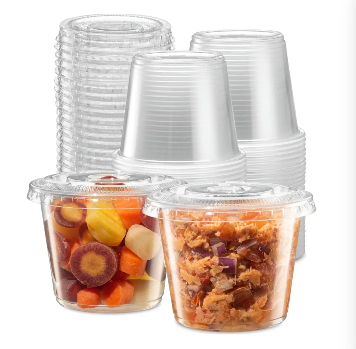 Small Plastic Condiment Containers with Lids Jello Shot Cups Portion Cups with Lids 4oz Dipping Sauce Cup