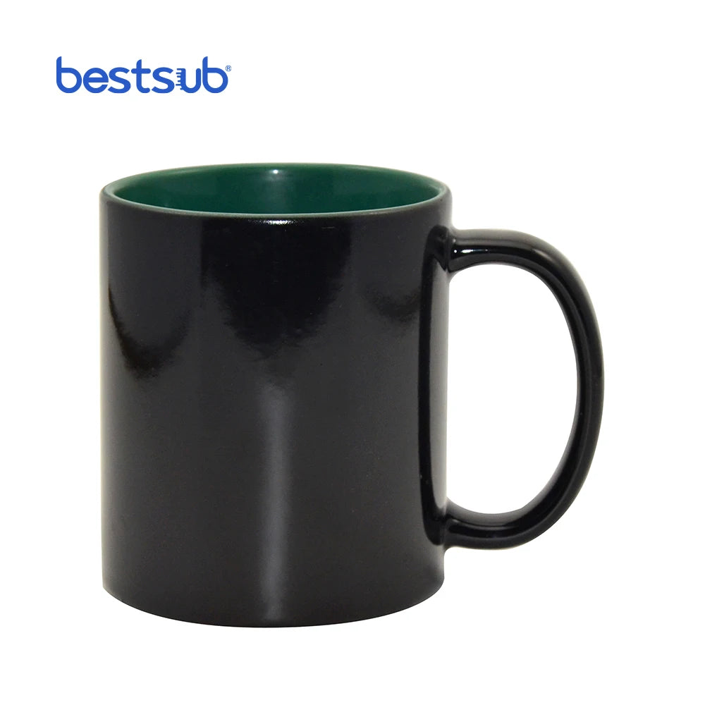 Wholesale Personalized Inner Green 11oz Ceramic Sublimation Blanks Magic Color Coffee Mug