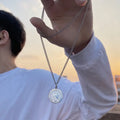 Hot Sale 12 Zodiac Sign Pendant Necklace Plate Silver Stainless Steel with Link Chain Classic Style round Zodiac Design