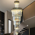 High Performance Blue&Golden K9 Led Long Ceiling Chandelier Lighting for Spring Layer Living Room Dining Room
