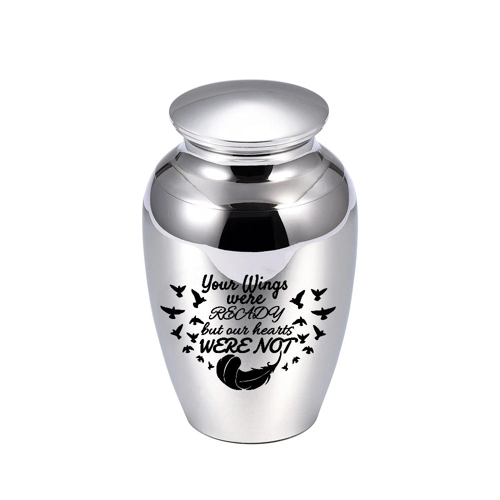 Keepsake Urn for Human Pet Angel Wing Mini Jar Stainless Steel Ashes Holder Dogs Cats Funeral Memorial Small Burial Ash Urns