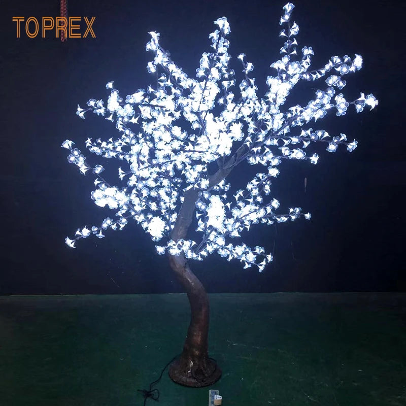 Outdoor Artificial Cherry Blossom Tree LED Lighted Street Decorations for Wedding IP65 Rated White Green Pink Blue Warm White