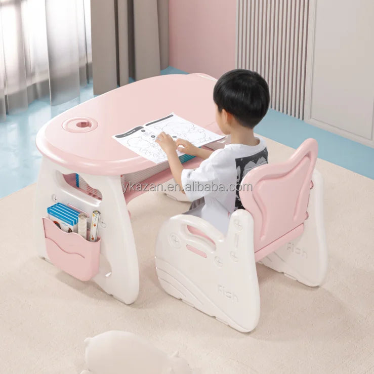 Colourful Plastic Toddlers Kindergarten Furniture Sets Preschool Kids Study Desk and Chair Set
