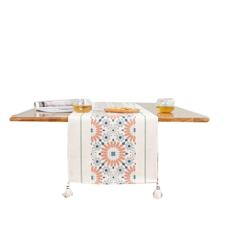Custom Multi Color Cotton Square Decorative Dining Table Runner for Ramadan