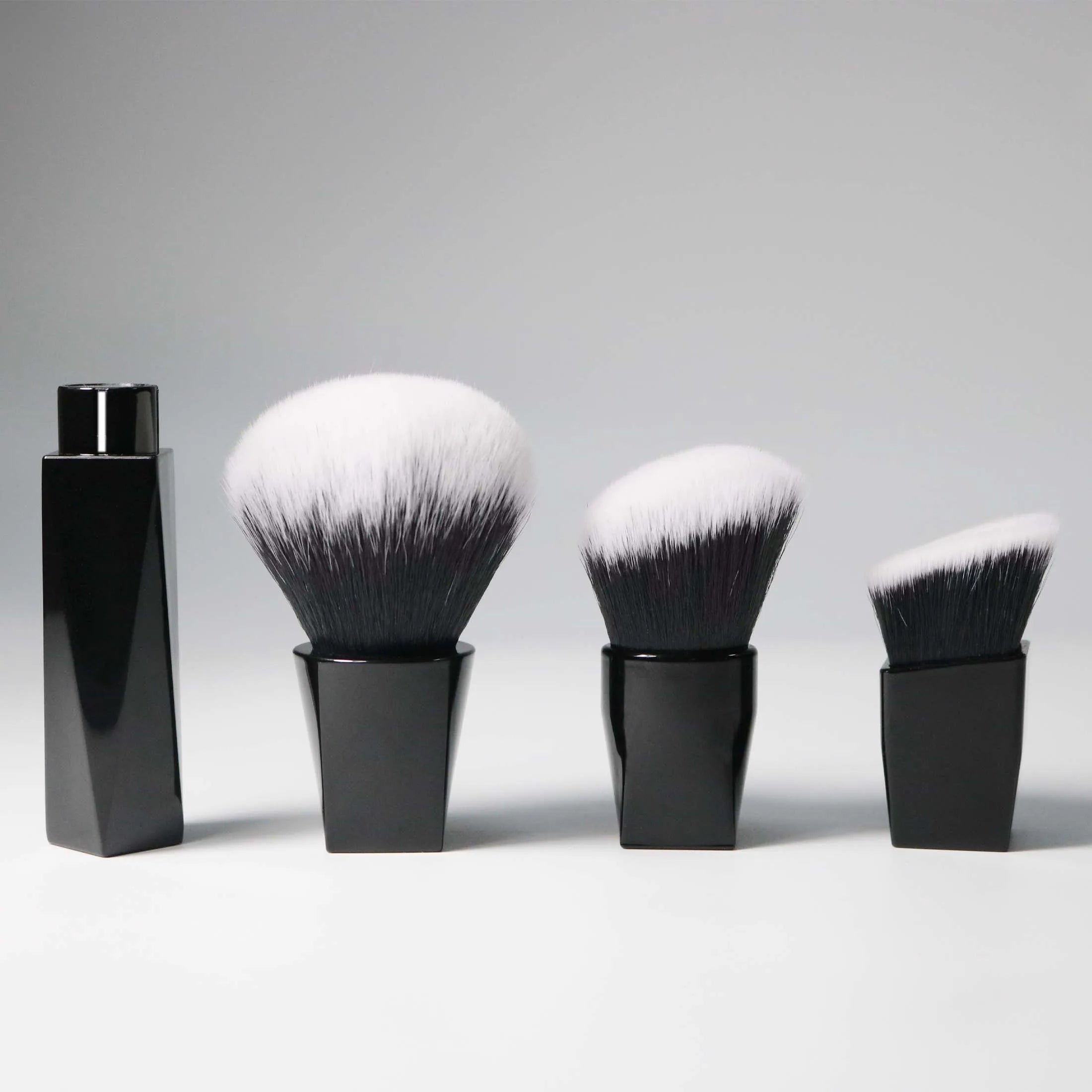 3 in 1 Soft Fluffy Portable Makeup Brush Set Trapezoidal Head Synthetic Hair for Face Application with Comfortable Handle