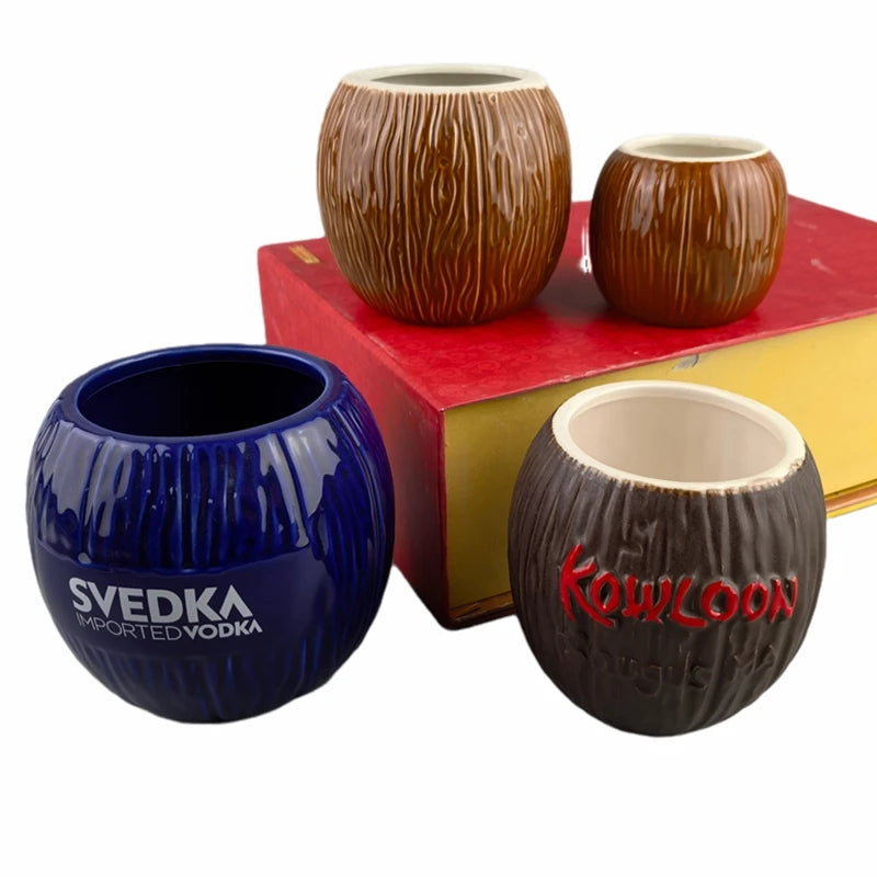 Hawaii Hollywood Ceramic Souvenir Cocoanut Cup Coconut Mug Hawaiian Creative Designs Cocktail TiKi Mug