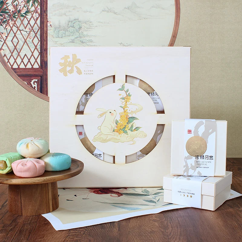 EcoLuxe Wooden Mooncake Gift Box Health-conscious and Eco-friendly Folding Design