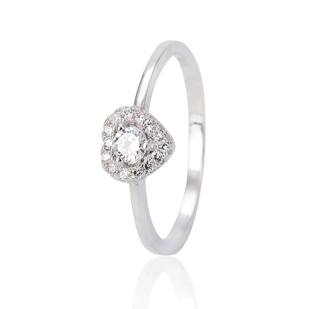 Customize Single Stone Zircon Heart Ring Designs Sterling Silver 925 Fine Jewelry Ring for Women