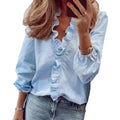 Hot Sale Womens Tops and Blouses Elegant Long Sleeve White Ol Shirt Ladies Solid Color Streetwear Female Blouses