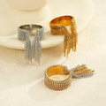 2025 New Tassel Ring 18K Gold PVD Plated Stainless Steel Party Ring for Woman Beaded Chain Adjustable Tassel Finger Rings