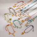 J&D Ocean New Trendy 18K Gold PVD Gold Plating Fish Conch Starfish Shell Crab Color Cord Necklace Bracelet Set