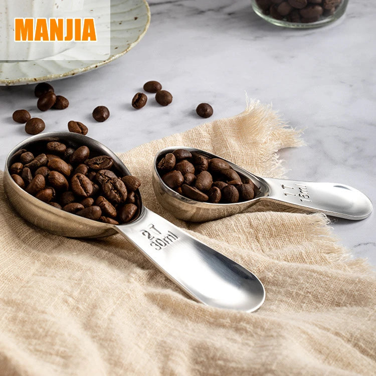 Manjia Stainless Steel Measuring Coffee Scoop 2&1 Tablespoon Measuring Spoons for Coffee Tea Sugar 15 ml & 30ml