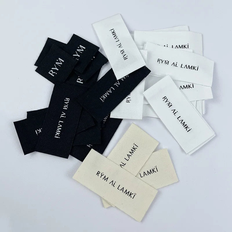 Custom Logo Printed Organic Cotton Woven Clothing Labels Custom Made for Shirts & Garments Washable