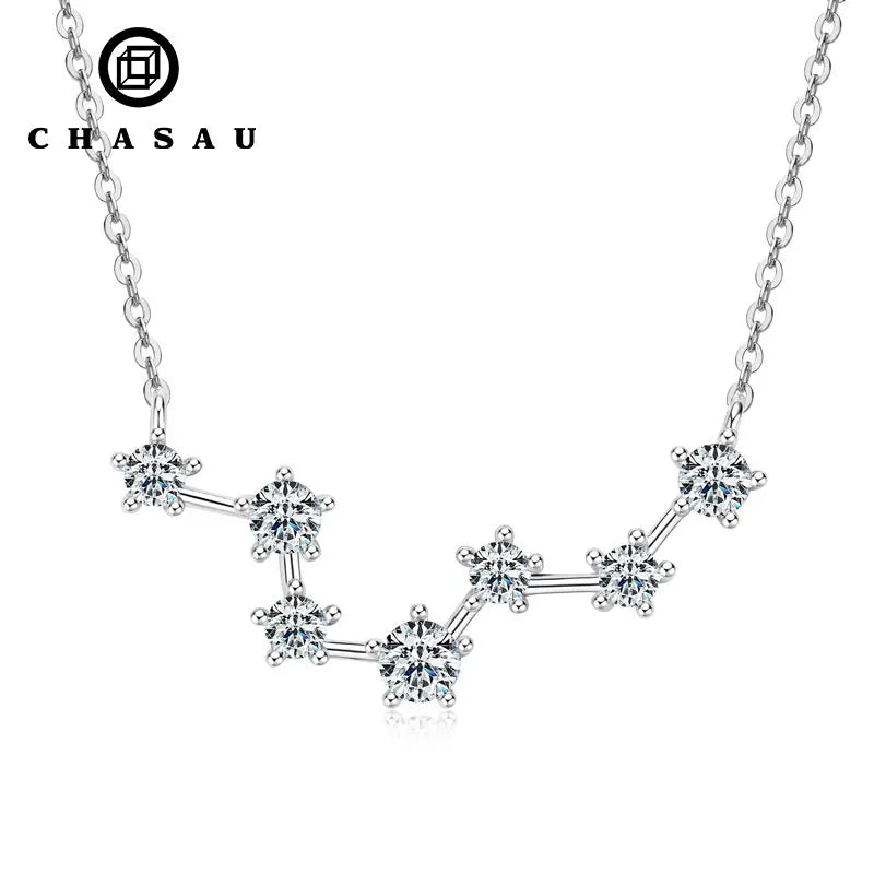 Wedding Jewelry 925 Sterling Silver Big Dipper All Moissanite Pendant Necklace Multilayer Necklaces for Lovers