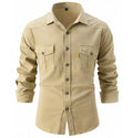 Men's Washing Water Elastic Cotton Shirt Casual Fashion Business Men's Long Sleeved Solid Color Shirt