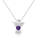 A3588 Abiding Heart Shaped Amethyst Gemstone Pendant 925 Sterling Silver Jewellery Angel Necklace Women for Bridal Wedding