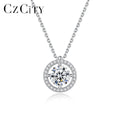 CZCITY Charm Necklace Lab Diamond VVS Moissanite Stone 925 Sterling Silver Best Selling Round Pendant