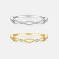 FUAMAY Simple White Gold Plated 925 Sterling Silver Ring Stackable Hollow Eye Shaepd Ring With Zircon