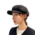 British Retro Octagonal Beret Black Korean Version Net Red Painter Hat for Women Winter Thin Style for Casual Party Scenes