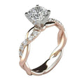 SC Hot Selling Fashion 18K Rose Gold Plated Cross Twist Rings Jewelry Shiny 10mm Princess CZ Diamond Engagement Rings for Women