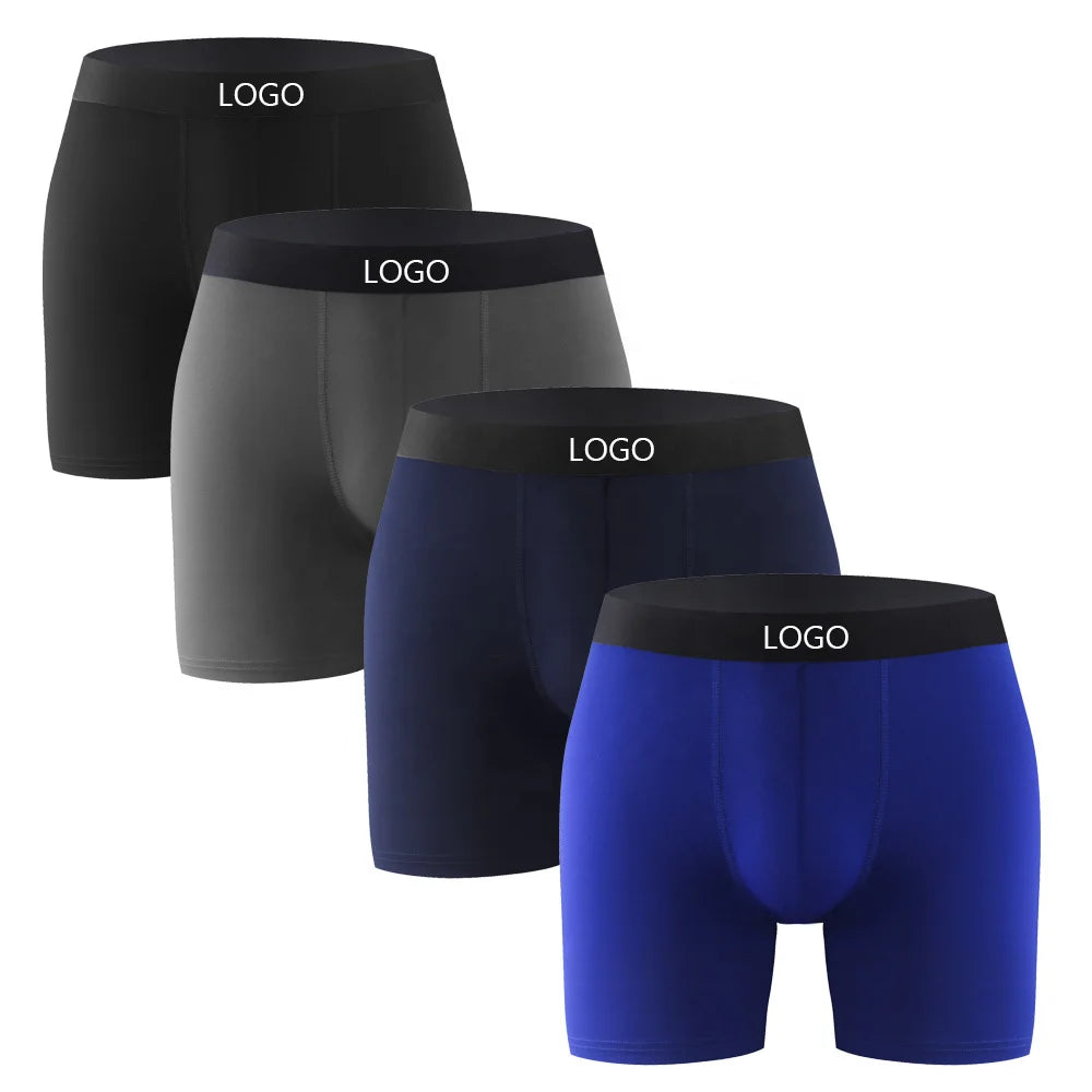 Custom Manlusha Men's Mid-Rise Boxer Shorts 1912# Plus-sized Spandex/Nylon Quick Drying