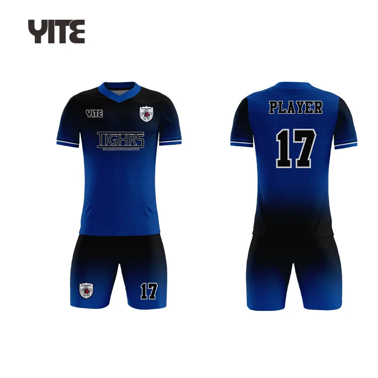Custom Plain 100% Polyester Breathable Jersey Soccer Uniforms Sets Sublimation Printed Soccer Wear Jersey Set Football Kits Full