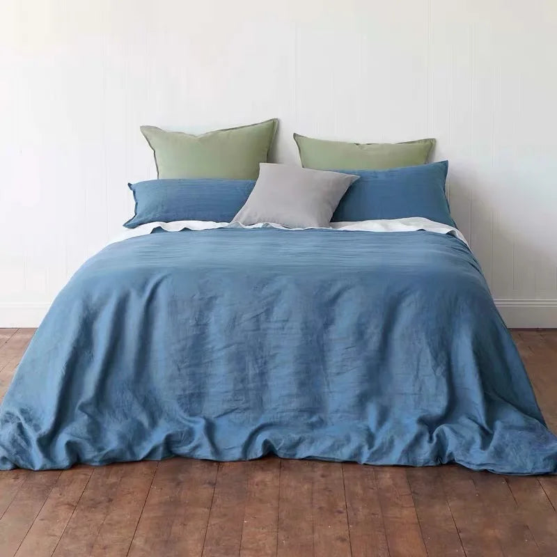 35 Color 3 Piece Flax Linen Bed Sets 100% Pure French Linen Duvet Cover Pillowcase Set